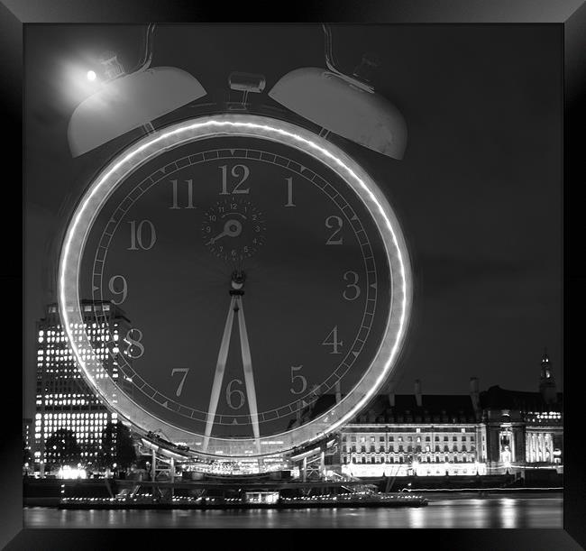 Tick Tock - London Eye Clock Framed Print by peter tachauer