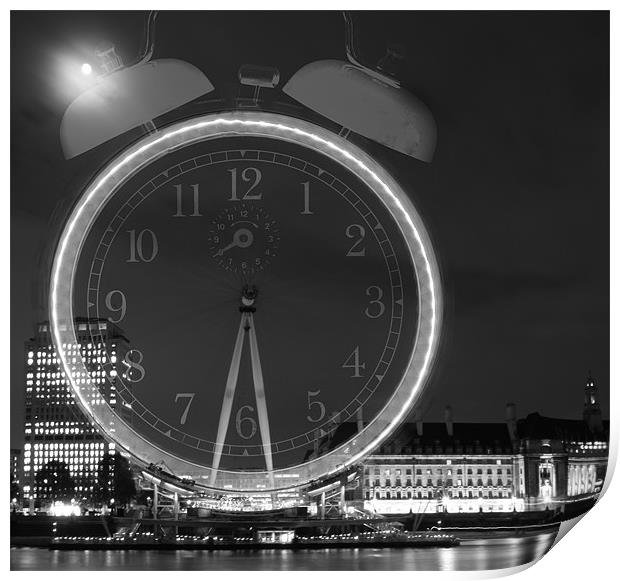 Tick Tock - London Eye Clock Print by peter tachauer