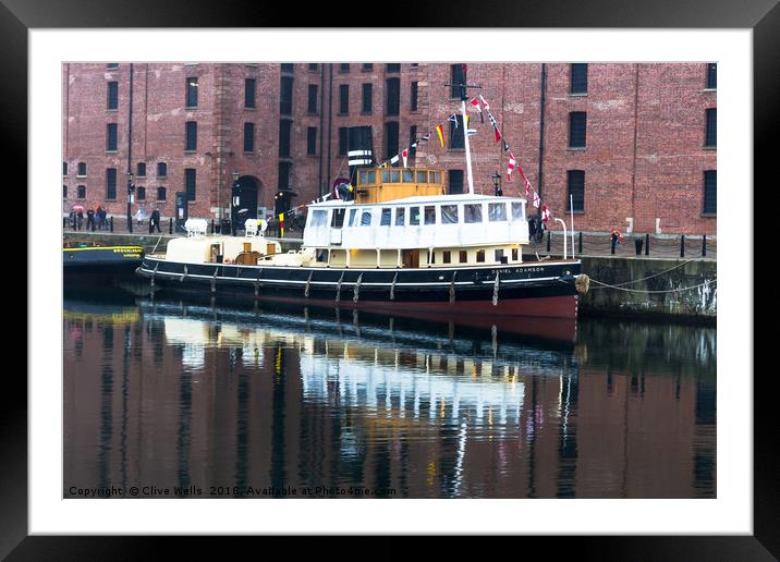 Pleasure boat in Albert Dock, Liverpool Framed Mounted Print by Clive Wells