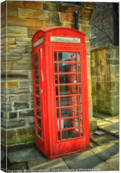 A Red Telephone Box Canvas Print by Antony Atkinson