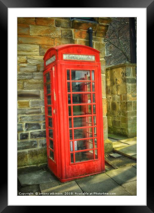 A Red Telephone Box Framed Mounted Print by Antony Atkinson