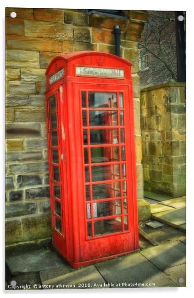 A Red Telephone Box Acrylic by Antony Atkinson