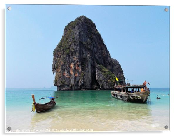 Long Tail Boats on Krabi beach, Thailand Acrylic by Ailsa Darragh