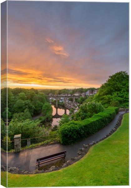 Knaresborough Viaduct sunset Canvas Print by mike morley