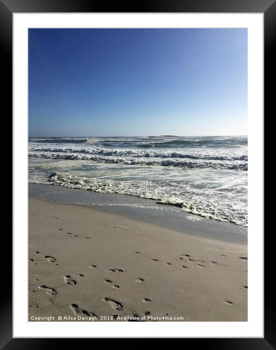  Footprints in the sand on Camps Bay Beach, Cape T Framed Mounted Print by Ailsa Darragh
