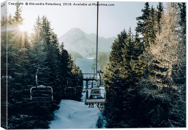 Chairlift at ski resort Canvas Print by Alexandre Rotenberg