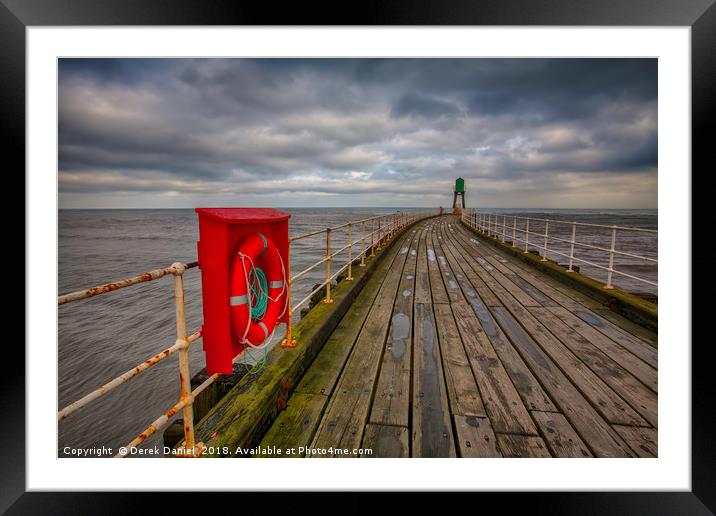 Whitby Pier, Whitby Harbour, West Yorkshire Framed Mounted Print by Derek Daniel