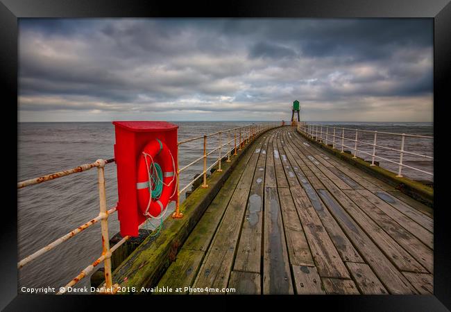 Whitby Pier, Whitby Harbour, West Yorkshire Framed Print by Derek Daniel