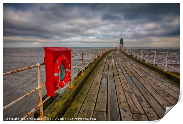 Whitby Pier, Whitby Harbour, West Yorkshire Print by Derek Daniel