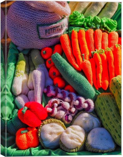 Knitted Vegetables                                 Canvas Print by Victor Burnside