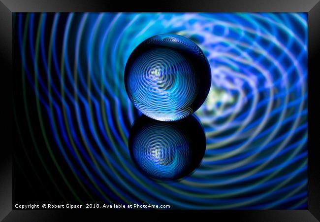 Abstract art Blue in the crystal ball Framed Print by Robert Gipson