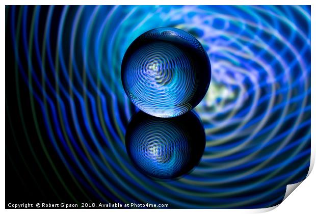 Abstract art Blue in the crystal ball Print by Robert Gipson