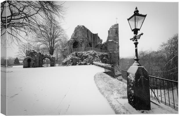 Knaresborough Castle in snow Canvas Print by mike morley