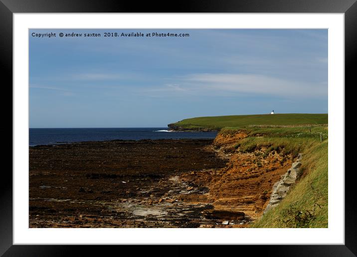 ROKY COAST ORKNEY Framed Mounted Print by andrew saxton