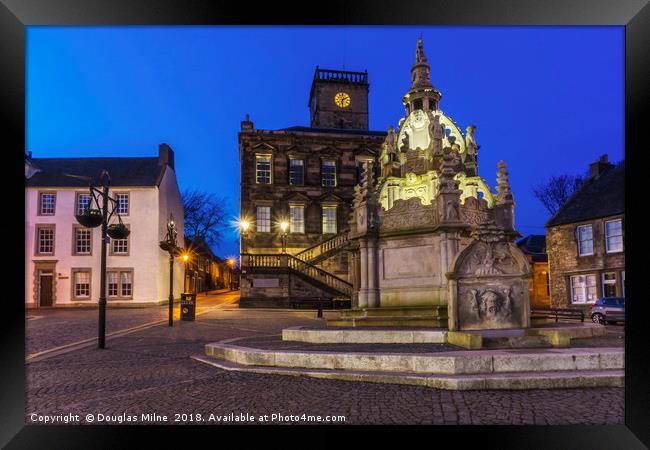 Linlithgow Cross and Town House by Night Framed Print by Douglas Milne