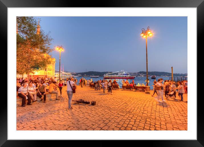 Istanbul At Night Framed Mounted Print by David Pyatt