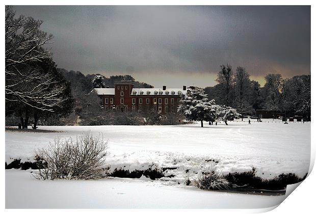South hill Mansion in winter Print by Doug McRae