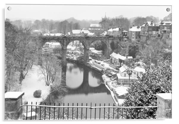 Knaresborough Viaduct in snow Acrylic by mike morley