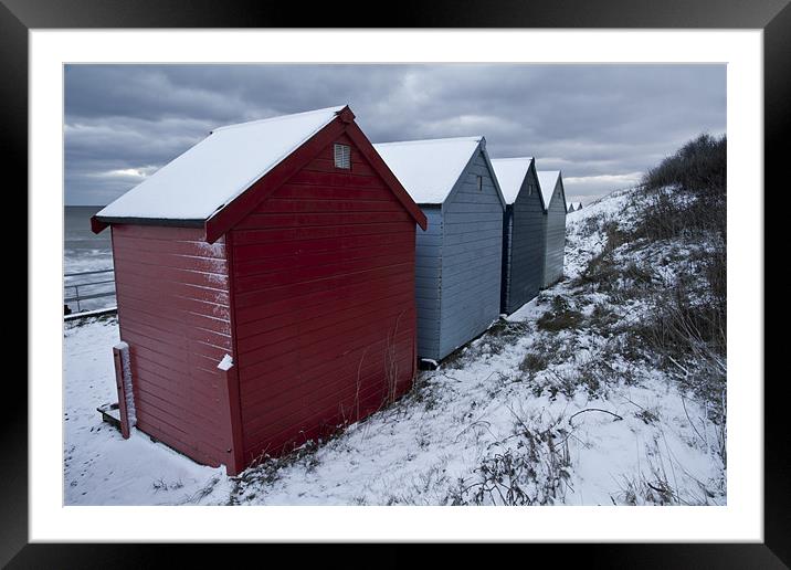 Winter Beach Huts Framed Mounted Print by Paul Macro