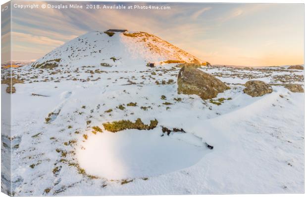 Cairnpapple in the Snow Canvas Print by Douglas Milne