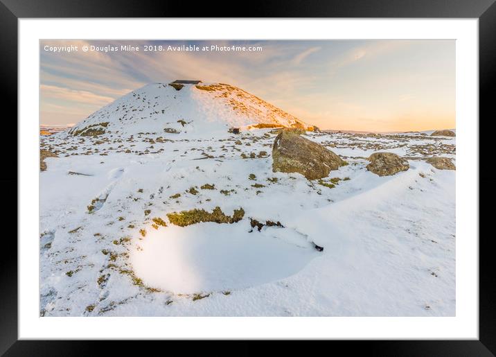 Cairnpapple in the Snow Framed Mounted Print by Douglas Milne