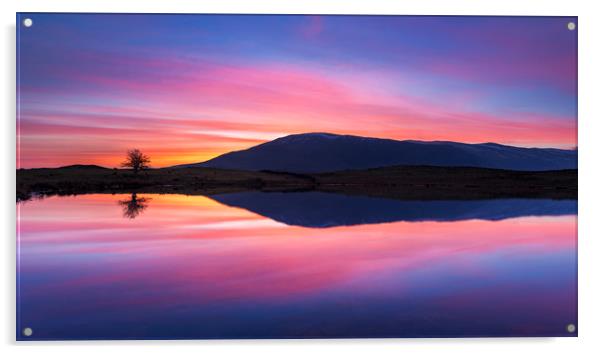 Tewet Tarn sunrise. Lake District Acrylic by John Finney