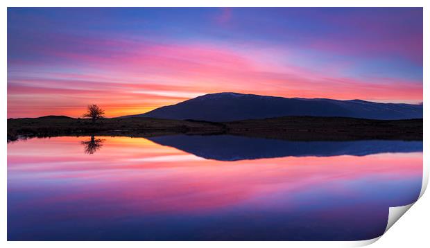 Tewet Tarn sunrise. Lake District Print by John Finney