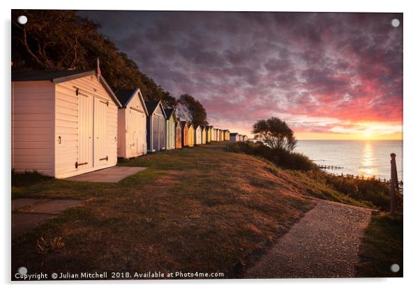 Beach Huts at Sunrise Acrylic by Julian Mitchell
