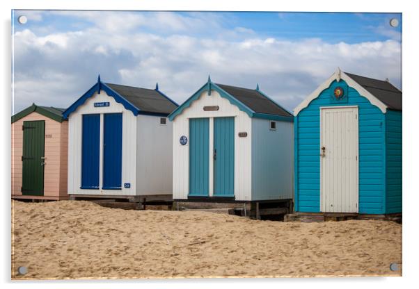 Colourful Seaside Shelters Acrylic by Kevin Snelling