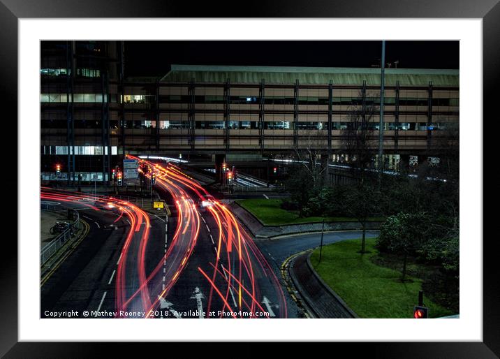 Red Light Streaks at Charing Cross Framed Mounted Print by Mathew Rooney