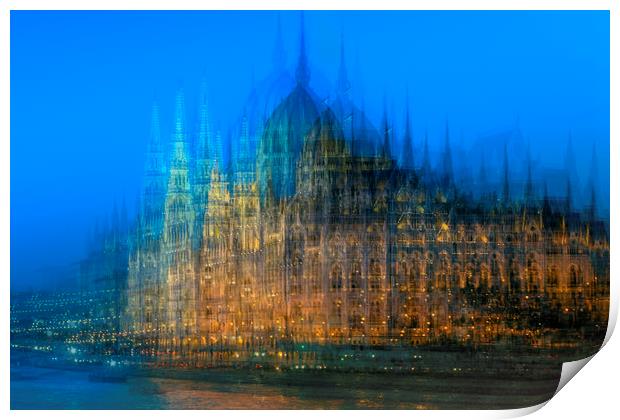 Impression of the Parliament Buildings, Budapest Print by Pauline Lewis