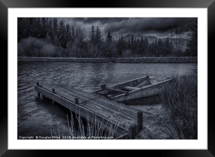 Sunken boat, Lochan Allt a' Chip Dhuibh Framed Mounted Print by Douglas Milne