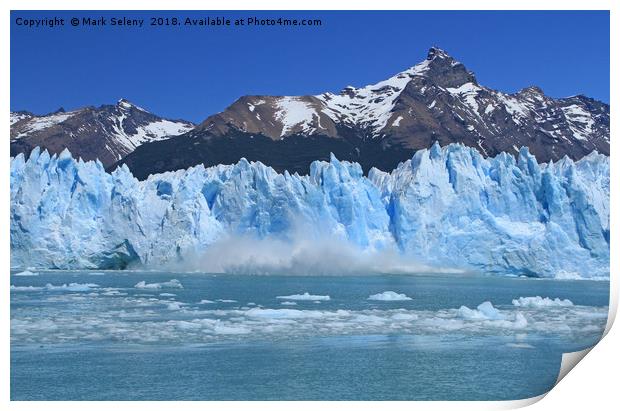 Collapsing icebergs from Perito Moreno Glacier.  Print by Mark Seleny