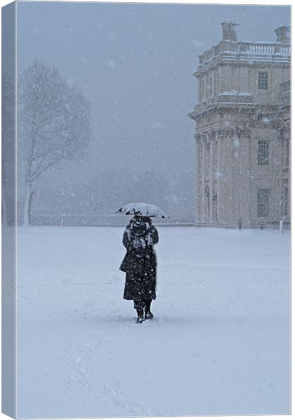 Walking in The Snow Canvas Print by Karen Martin