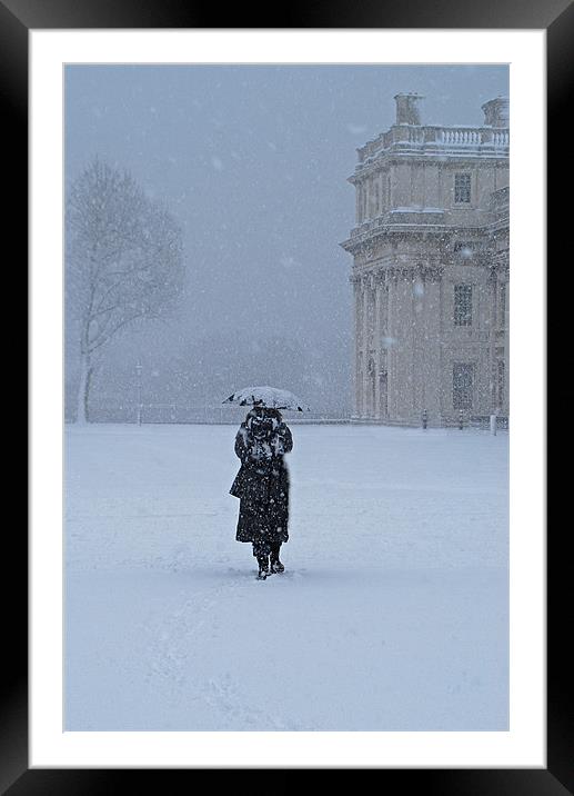 Walking in The Snow Framed Mounted Print by Karen Martin