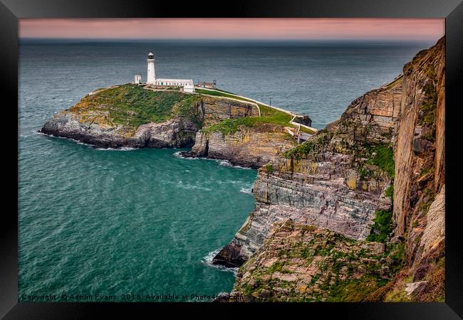 South Stack Lighthouse Anglesey Framed Print by Adrian Evans