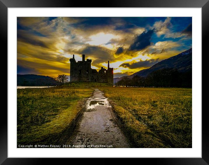 Awe-Inspiring Sunset Over Kilchurn Castle Framed Mounted Print by Mathew Rooney