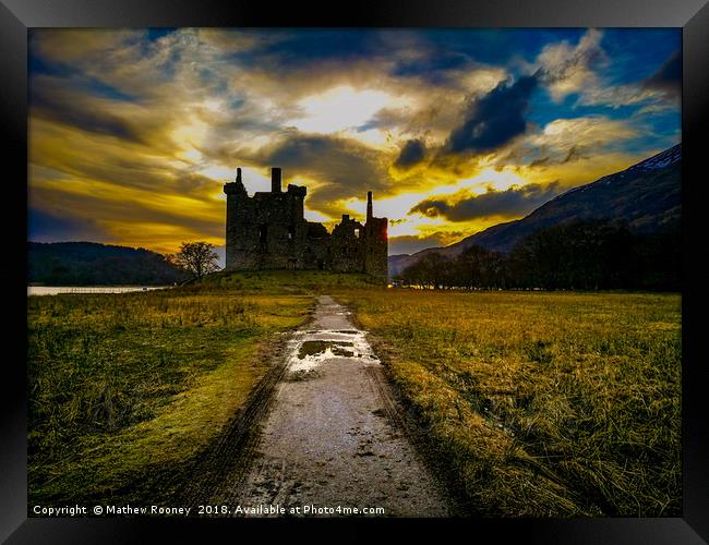Awe-Inspiring Sunset Over Kilchurn Castle Framed Print by Mathew Rooney