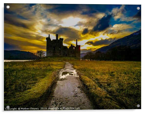 Awe-Inspiring Sunset Over Kilchurn Castle Acrylic by Mathew Rooney