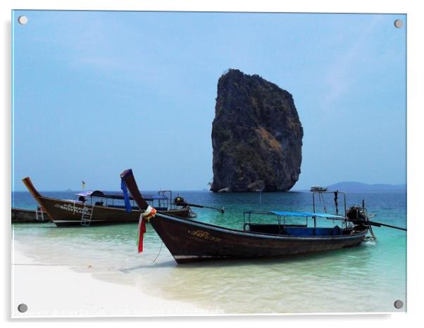 Krabi, Thailand Beach Boats Acrylic by Ailsa Darragh