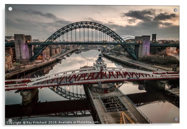 3 Bridges Over the Tyne Acrylic by Ray Pritchard