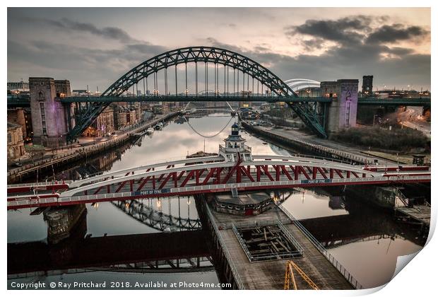 3 Bridges Over the Tyne Print by Ray Pritchard