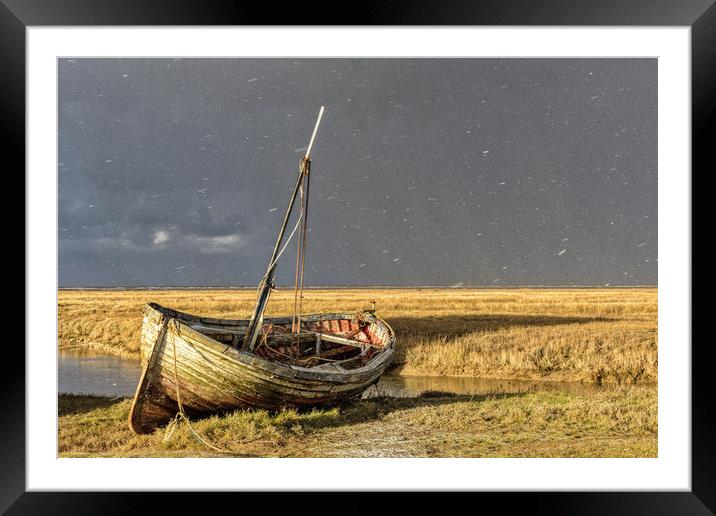A Wintery scene at Thornham in Norfolk Framed Mounted Print by Gary Pearson