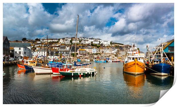 Mevagissey Sunny Boats Print by Maggie McCall