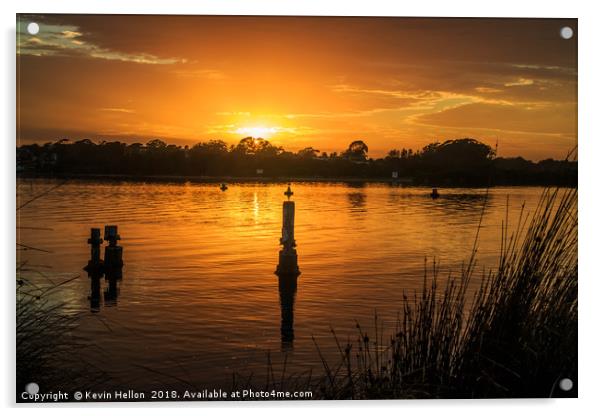 Sunrise, Greenwell Point, Acrylic by Kevin Hellon