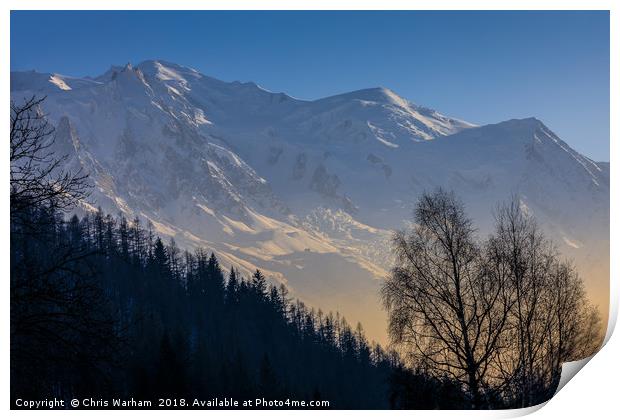 Mont Blanc at sunset Print by Chris Warham