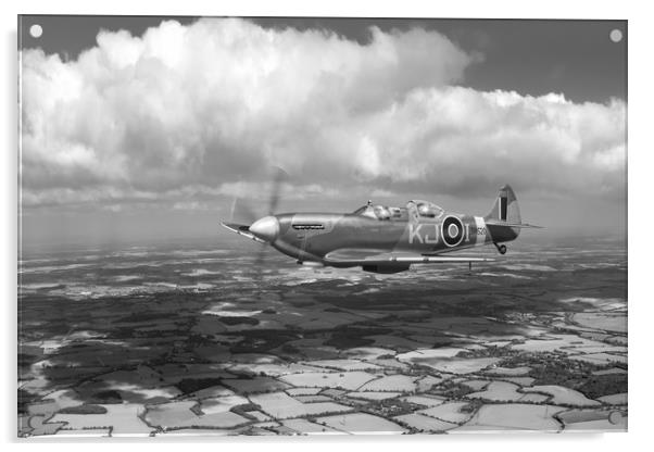 Spitfire TR 9 SM520, B&W version Acrylic by Gary Eason