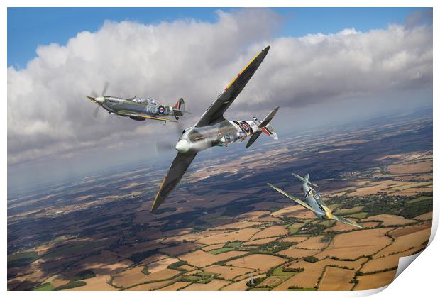 Spitfire TR 9 fighter affiliation Print by Gary Eason