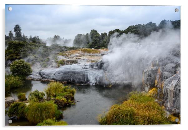 Rotorua Geothermal   New-Zealand Acrylic by Michelle PREVOT