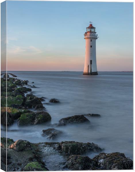 Sunset at Perch Rock Lighthouse at New Brighton Canvas Print by Tony Keogh